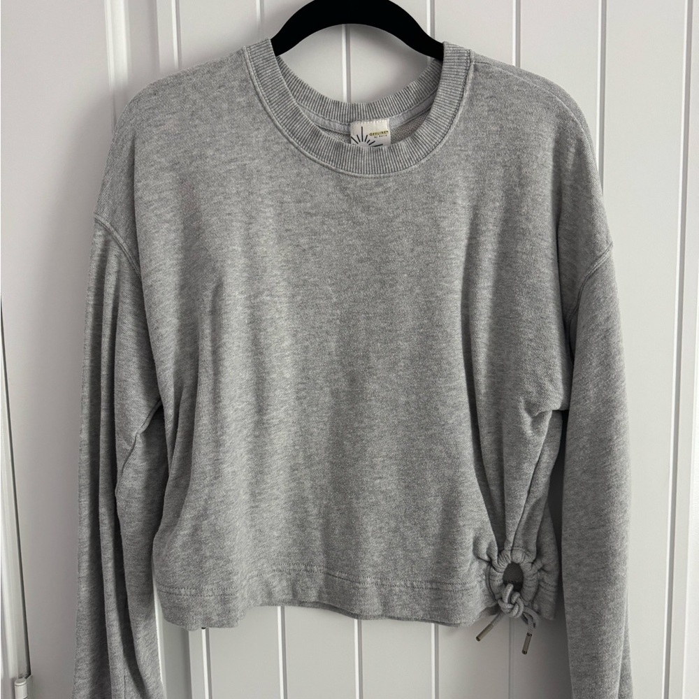 Aerie Gray Cropped Sweatshirt with Side Tie